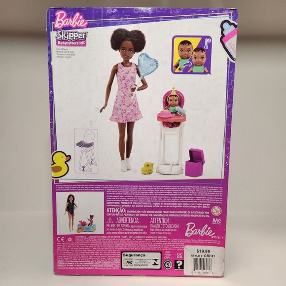 Barbie Skipper Babysitters Black Doll Set with Baby 10" High Chair Birthday Part - Picture 8 of 9